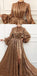 Charming A Line Long Sleeve Sequin High Neck Prom Dresses PDH60