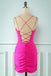 Sheath Rose Pink Sequins Short Prom Dresses with Lace up , Homecoming Dresses OMH0135