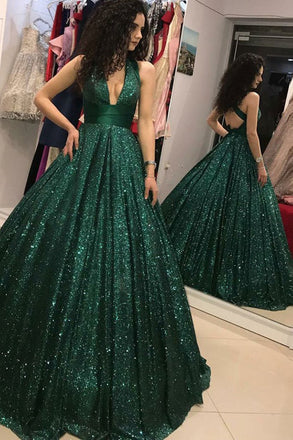 Shinny Green Sequined Ball Gown Cheap Prom Dress, Quinceanera Dresses PDH73