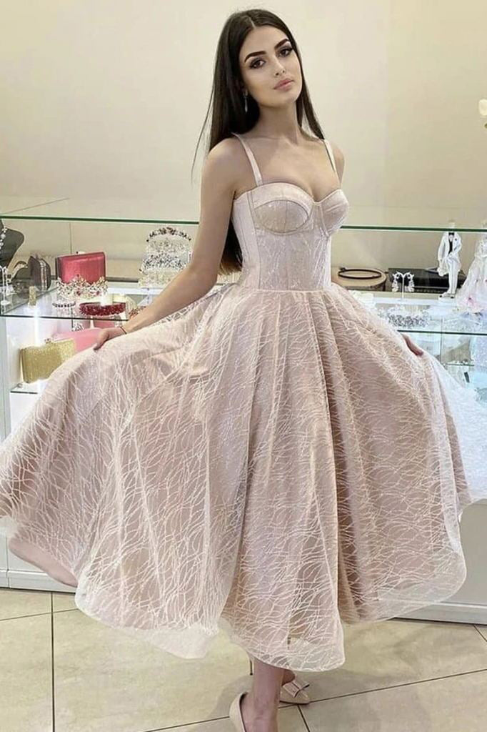 Shiny A line Champagne Tulle Sweetheart Short Prom Dresses Homecoming Dress OMH0075