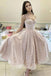 Shiny A line Champagne Tulle Sweetheart Short Prom Dresses Homecoming Dress OMH0075