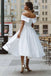 Simple A line Off the Shoulder Sweetheart Knee Length Wedding Dresses, Short Prom Dress OW0001