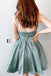 A Line Spaghetti Straps V Neck Homecoming Dresses, Shiny Short Cocktail Dresses OMH0134