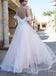 Spaghetti Straps Lace Dropped Sleeves Tulle A Line Beach Wedding Dress PDH83