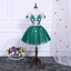 Green A Line Short Sleeves Tulle Floral Appliques Short Homecoming Dresses PDN50