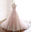 Pink Tulle Prom Dress with Lace Appliques, A Line Formal Evening Party Dresses PDJ50