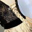 A Line Round Neck Satin Short Homecoming Dresses With Black Lace PDN48