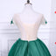 Green A Line Short Sleeves Tulle Floral Appliques Short Homecoming Dresses PDN50