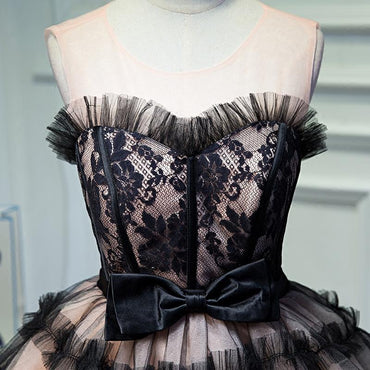 Black A Line Tulle Sweetheart Homecoming Dresses, Short  Prom Dress PDN52