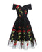 Charming Off the Shoulder Tulle Black Homecoming Dresses with Flowers PDO45