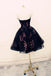 Charming Black Cute Floral Formal Dresses, Black Party Dress, Homecoming Dresses PDO72