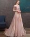 A-line Off-the-shoulder Pearl Pink Long Prom Dresses Evening Dress PDS23