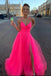 Beautiful A-line Spaghetti Straps Tulle Long Prom Dresses Evening Dress PDT4