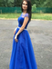 A-line Cap Sleeves Royal Blue Long Prom Dresses Beaded Evening Dresses PDR65