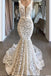 Trumpet/Mermaid V neck Ivory Lace Long Prom Dresses Evening Dresses PDR50
