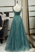 Spaghetti Straps Tulle Modest A Line Evening Dress Long Prom Dress PDR98