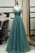 Spaghetti Straps Tulle Modest A Line Evening Dress Long Prom Dress PDR98