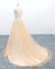 A Line Tulle Lace Appliques Sweep Train Evening Dress Senior Prom Dress PDS1