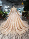 Princess Long Sleeves Ball Gown Wedding Dresses, Floral Appliques Wedding Gown PDJ95