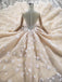 Princess Long Sleeves Ball Gown Wedding Dresses, Floral Appliques Wedding Gown PDJ95