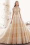 Princess High Neck Ball Gown Wedding Dresses, Short Sleeves Bridal Dress PDK1