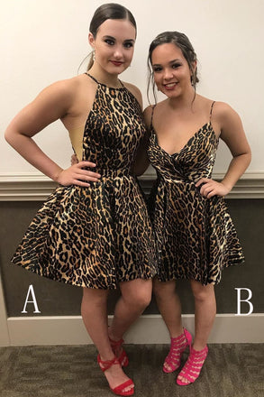 New Arrival Mini Leopard Print, Homecoming Dress,  Sleeveless Short Prom Dress PPD53