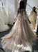 Ball Gown Champagne Sweetheart Strapless Tulle Wedding Dresses, Lace Up Prom Dress OW0112