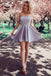 A Line Strapless Sleeveless Short Homecoming Dresses, Mini Cocktail Dresses OMH0097