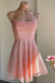 Sparkly Cute A line Pink Spaghetti Straps Short Homecoming Dress, Sequins Cocktail Dress OMH0223
