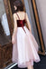 A Line Pink Sweetheart Tulle Short Prom Dresses with Appliques, Homecoming Dresses OMH0100