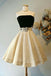 Elegant A Line Black Strapless Homecoming Dresses with Belt, Short Prom Dresses OMH0049