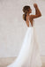 Simple A Line V neck White Tulle Spaghetti Straps Beach Wedding Dresses with Lace OW0046