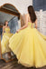 Puffy A Line Yellow Tulle Tea Length Strapless Homecoming Dress with Lace, Miani Dress OMH0155