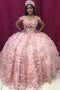 Princess Ball Gown Off the Shoulder Prom Dress With 3D Flowers, Quinceanera Dresses OM0303