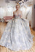 Princess Ball Gown Deep V Neck Lace Appliques Long Prom Dresses, Quinceanera Dresses OM0195