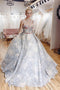 Princess Ball Gown Deep V Neck Lace Appliques Long Prom Dresses, Quinceanera Dresses OM0195