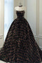Sparkly A line Sequins Strapless Long Prom Dress, Unique Floor Length Formal Dress OM0302