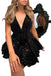 Shiny Spaghetti Straps A line Sequined Short Black Formal Homecoming Dresses OMH0023