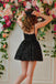 A Line Black Spaghetti Straps Tulle Homecoming Dresses with Stars, Graduation Dress OMH0227