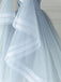 Blue Tulle Spaghetti Straps A Line V Neck Homecoming Dresses Short Prom Dress OMH0142