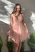 A Line Ruffles Halter V Neck Tulle Short Prom Dresses, Mini Homecoming Dresses OMH0183