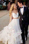 Spaghetti Straps Off White Two Piece Wedding Dress, Long Tulle Pron Gown PDG79