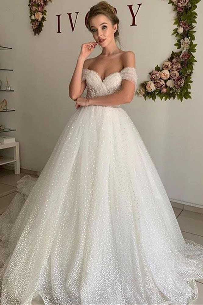 AM1149 Long Sleeve Sheer Glitter Wedding Dress - AliExpress