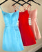 A line V Neck Pink Satin Spaghetti Straps Homecoming Dresses, Short Prom Dresses SK48