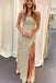Glitter Hot Pink Mermaid Sequins Scoop Prom Dresses with Slit, Evening Dresses OM0237