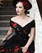 Charming Off the Shoulder Tulle Black Homecoming Dresses with Flowers PDO45