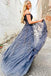 A Line Charcoal Off the Shoulder Sweetheart Prom Dresses With Appliques OM0367
