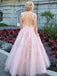 Elegant Pink Ball Gown Prom Dresses With Lace Appliques PDO90