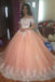 Off the Shoulder Lace Appliques Ball Gown Cheap Prom Dresses,Quinceanera Dresses PDH96