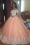 Off the Shoulder Lace Appliques Ball Gown Cheap Prom Dresses,Quinceanera Dresses PDH96